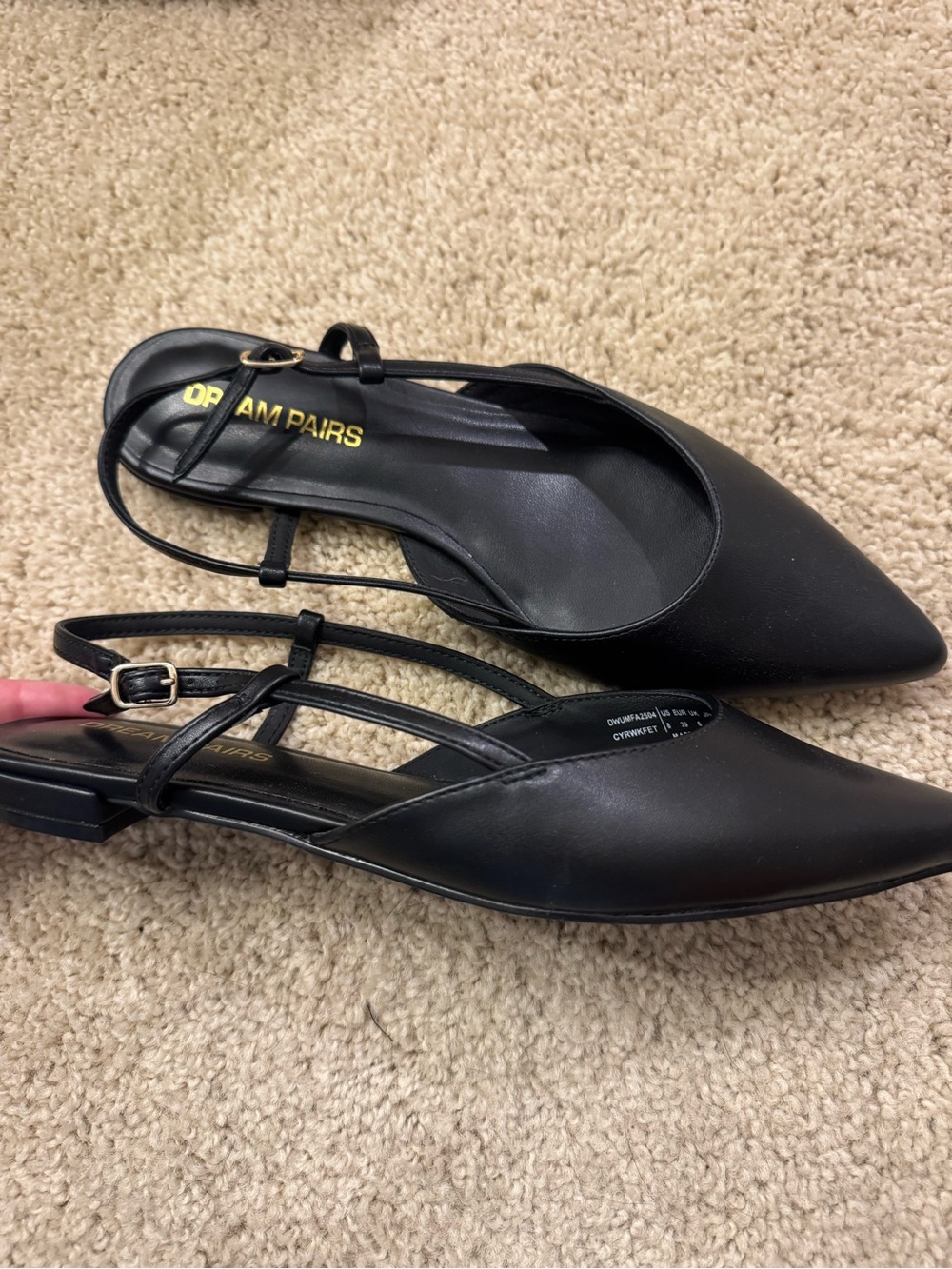Black Pointed Slingback Flats